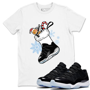 11s Space Jam shirts to match jordans Christmas Sneaker Stocking t shirts to match sneakers Air Jordan 11 Low Black And Varsity Royal match shoes to clothes SNRT Sneaker Tees unisex cotton White 1 shirts
