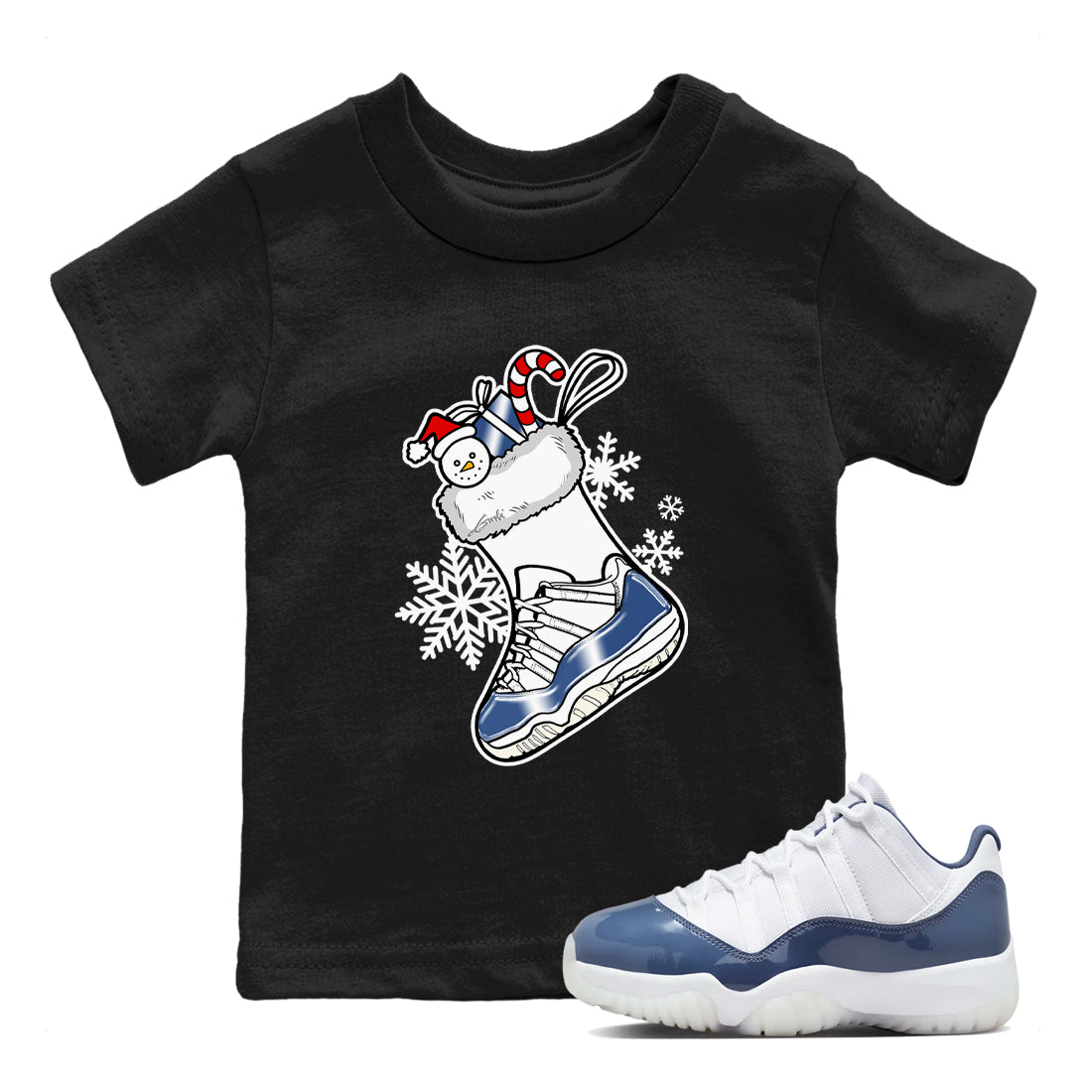 11s Diffused Blue shirts to match jordans Christmas Sneaker Stocking t shirts to match sneakers Air Jordan 11 Retro Low Diffused Blue match shoes to clothes SNRT Sneaker Tees Youth Baby Black 1 tee