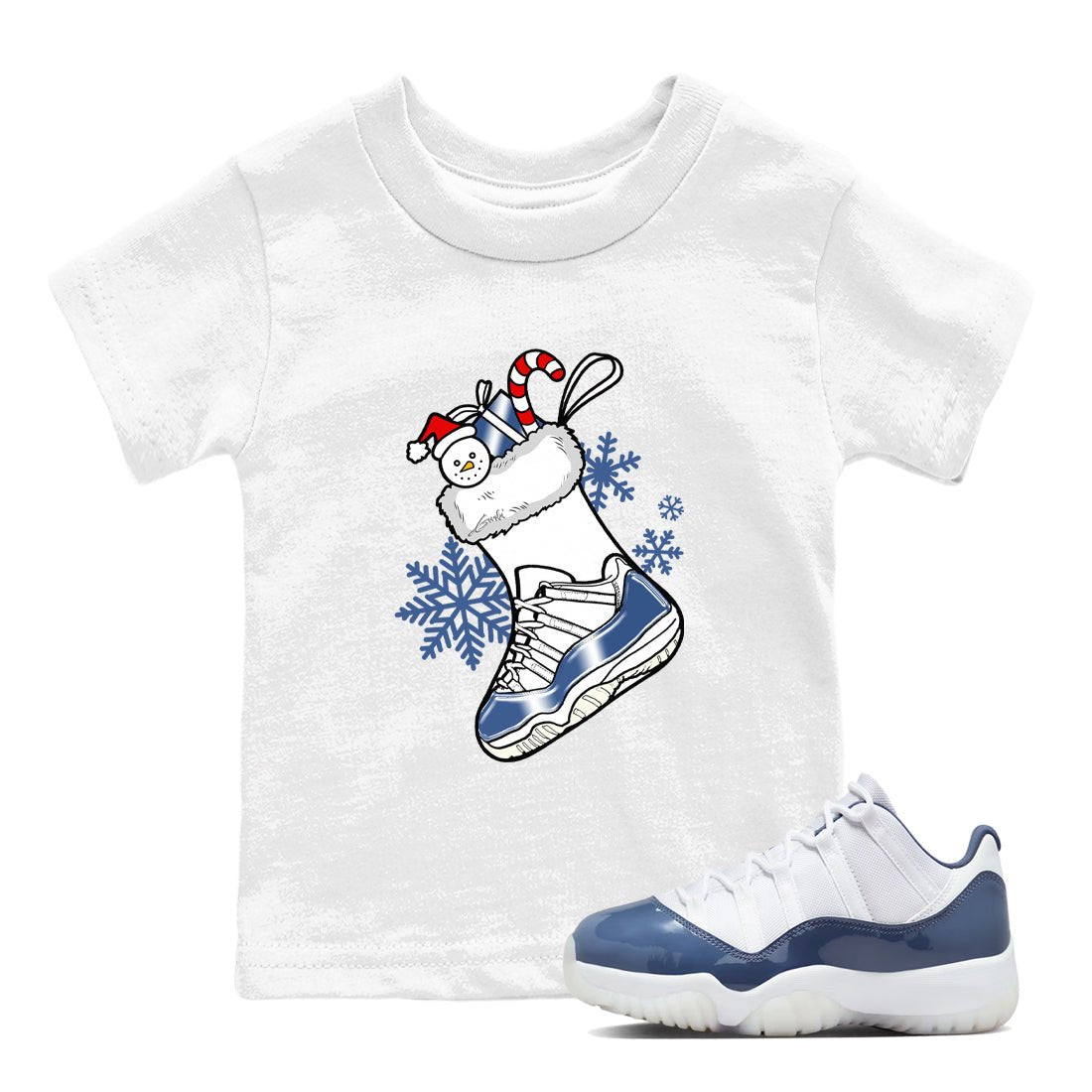 11s Diffused Blue shirts to match jordans Christmas Sneaker Stocking t shirts to match sneakers Air Jordan 11 Retro Low Diffused Blue match shoes to clothes SNRT Sneaker Tees Youth Baby White 1 tee