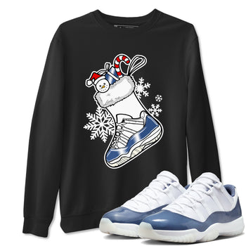 11s Diffused Blue shirts to match jordans Christmas Sneaker Stocking t shirts to match sneakers Air Jordan 11 Retro Low Diffused Blue match shoes to clothes SNRT Sneaker Tees unisex cotton Black 1 shirts