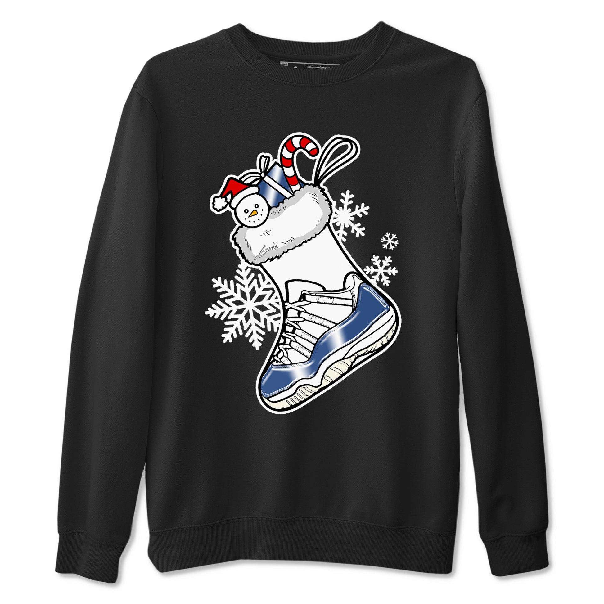 11s Diffused Blue shirts to match jordans Christmas Sneaker Stocking t shirts to match sneakers Air Jordan 11 Retro Low Diffused Blue match shoes to clothes SNRT Sneaker Tees unisex cotton Black 2 shirts