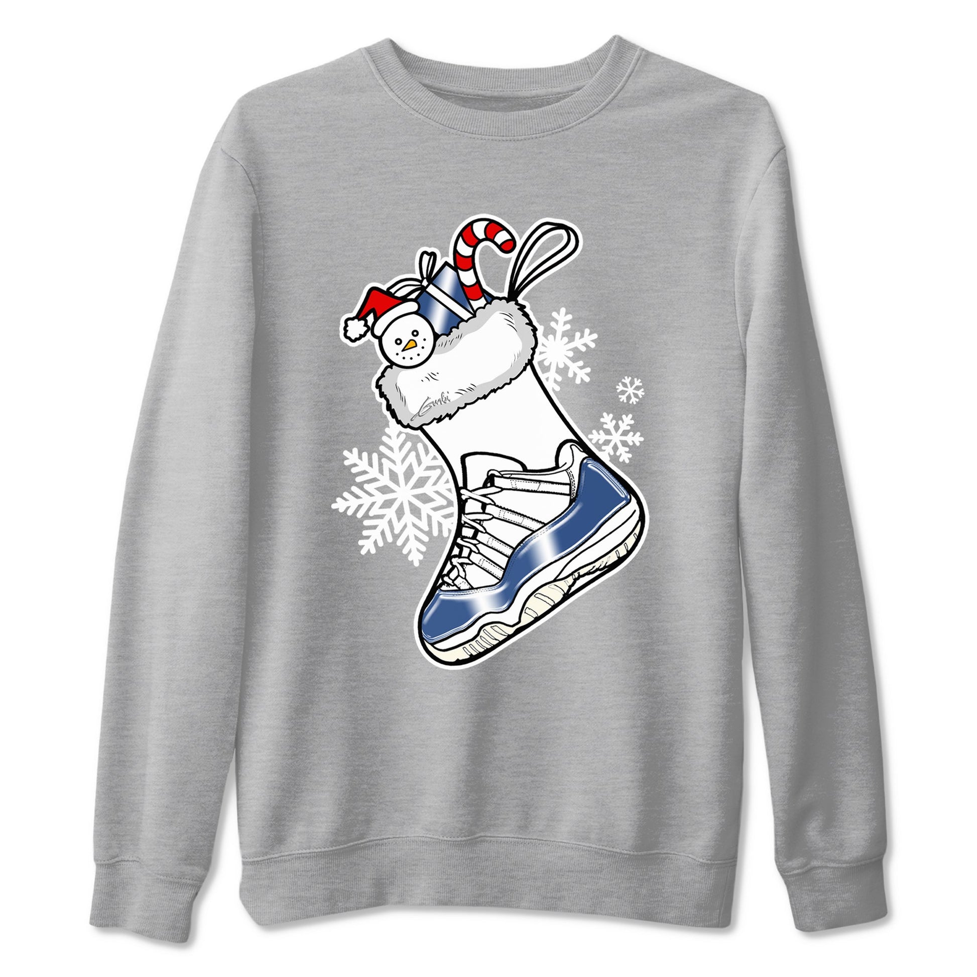 11s Diffused Blue shirts to match jordans Christmas Sneaker Stocking t shirts to match sneakers Air Jordan 11 Retro Low Diffused Blue match shoes to clothes SNRT Sneaker Tees unisex cotton Heather Grey 2 shirts