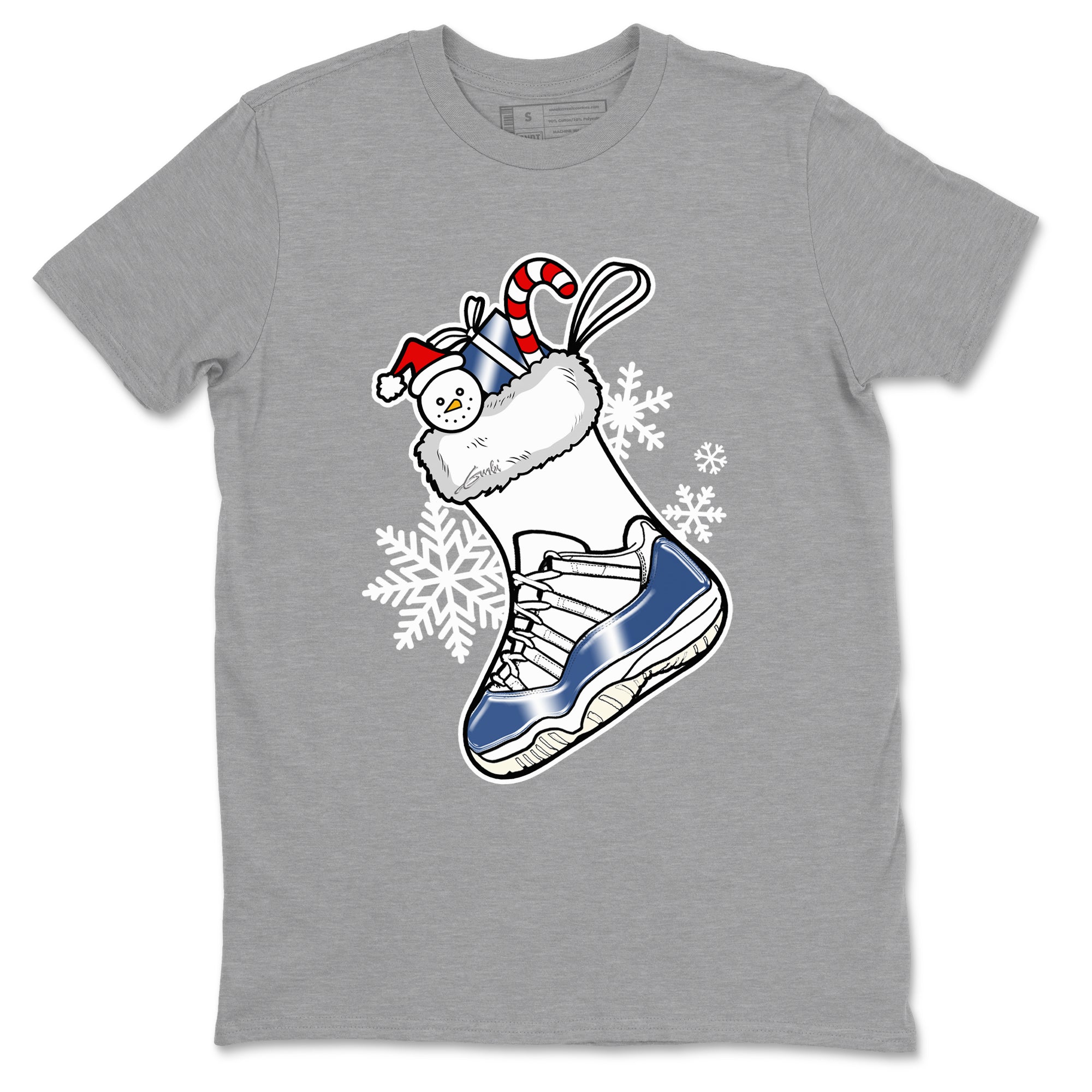 11s Diffused Blue shirts to match jordans Christmas Sneaker Stocking t shirts to match sneakers Air Jordan 11 Retro Low Diffused Blue match shoes to clothes SNRT Sneaker Tees unisex cotton Heather Grey 2 shirts