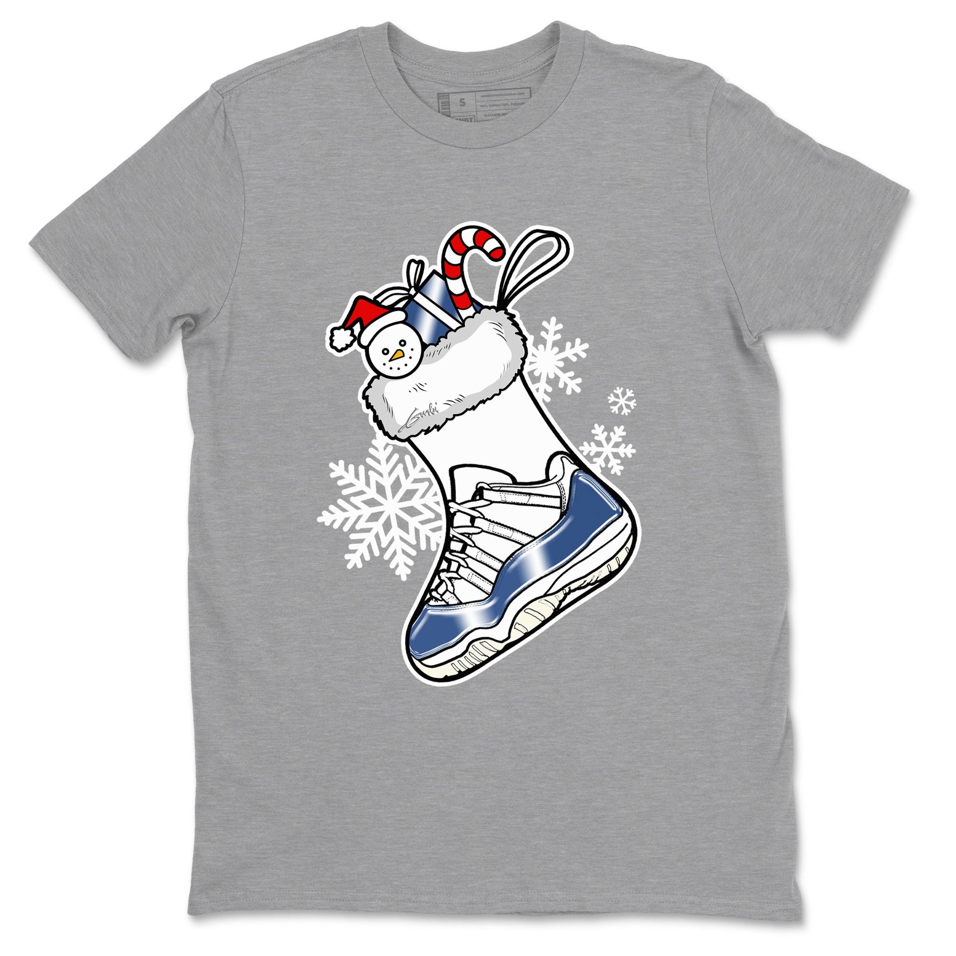 11s Diffused Blue shirts to match jordans Christmas Sneaker Stocking t shirts to match sneakers Air Jordan 11 Retro Low Diffused Blue match shoes to clothes SNRT Sneaker Tees unisex cotton Heather Grey 2 shirts