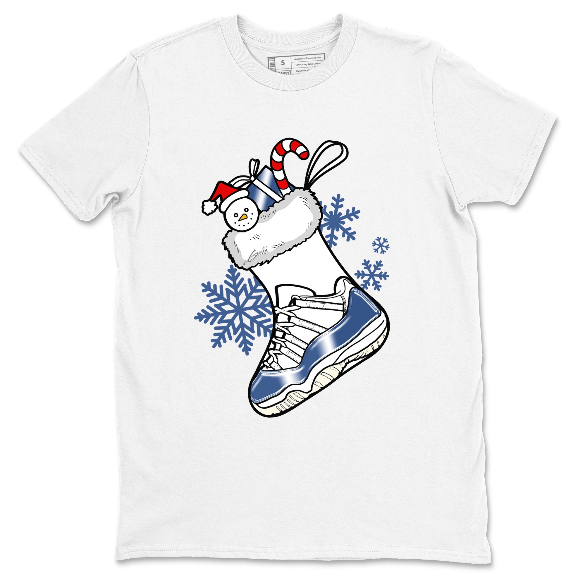 11s Diffused Blue shirts to match jordans Christmas Sneaker Stocking t shirts to match sneakers Air Jordan 11 Retro Low Diffused Blue match shoes to clothes SNRT Sneaker Tees unisex cotton White 2 shirts