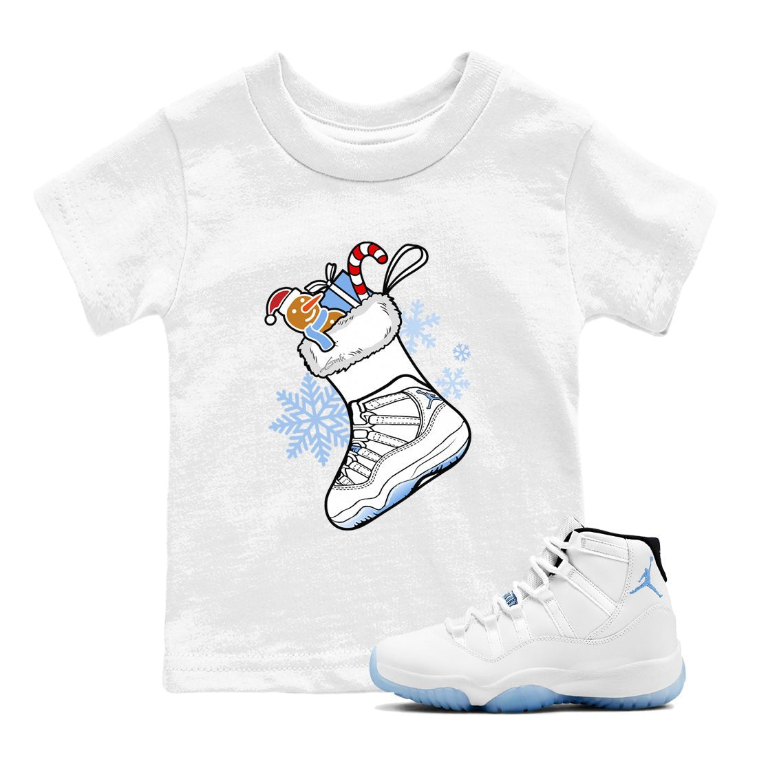 11s Columbia shirts to match jordans Christmas Sneaker Stocking t shirts to match sneakers Air Jordan 11 Retro Legend Blue match shoes to clothes SNRT Sneaker Tees Youth Baby White 1 tee
