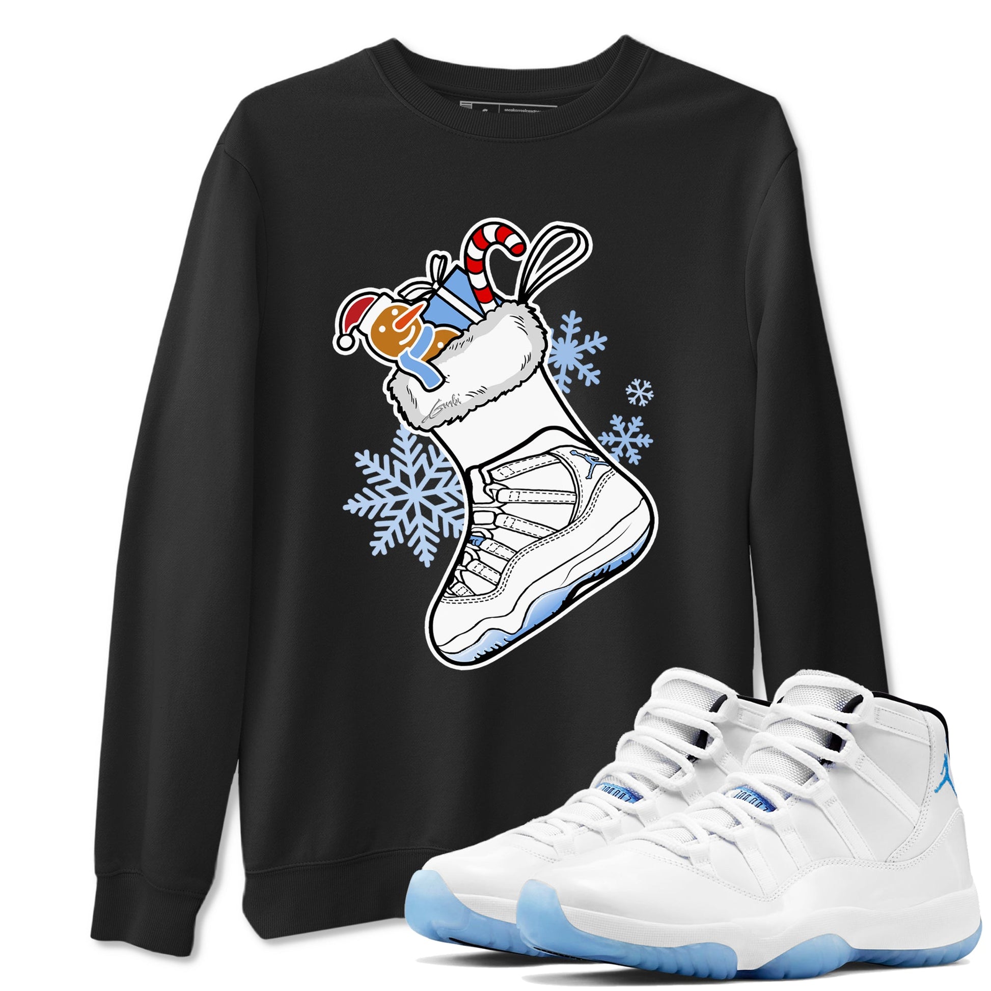 11s Columbia shirts to match jordans Christmas Sneaker Stocking t shirts to match sneakers Air Jordan 11 Retro Legend Blue match shoes to clothes SNRT Sneaker Tees unisex cotton Black 1 shirts