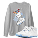 11s Columbia shirts to match jordans Christmas Sneaker Stocking t shirts to match sneakers Air Jordan 11 Retro Legend Blue match shoes to clothes SNRT Sneaker Tees unisex cotton Heather Grey 1 shirts