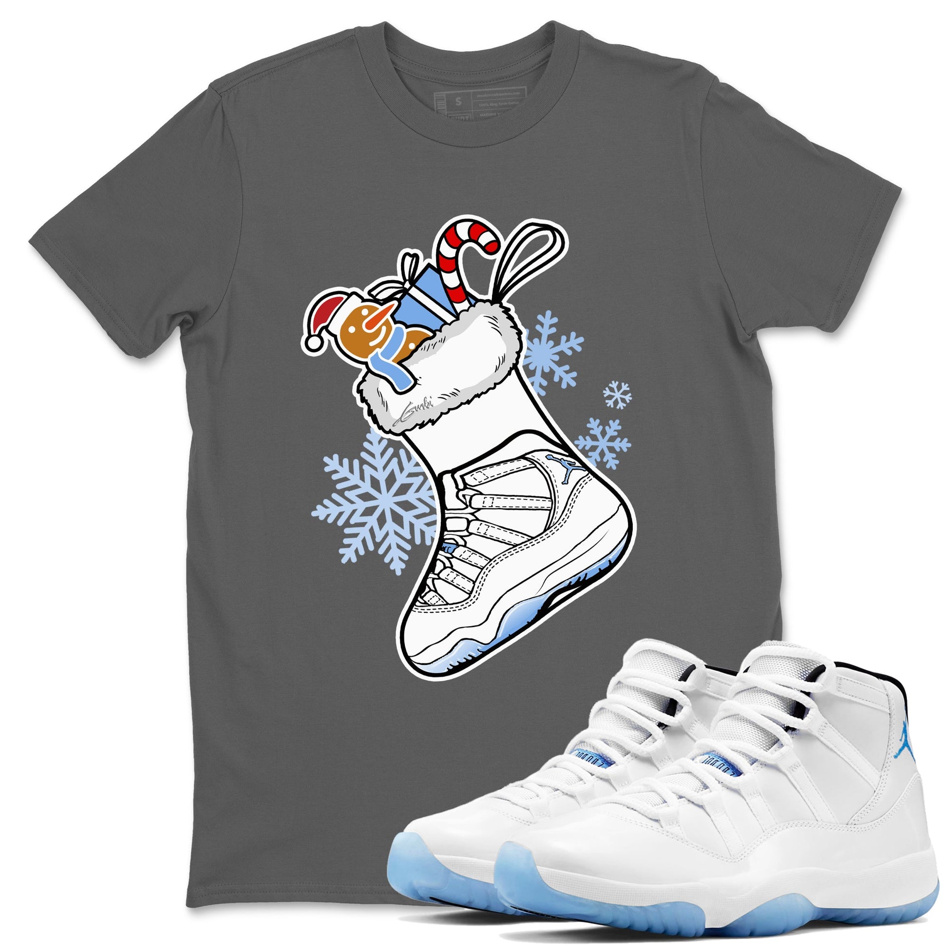 11s Columbia shirts to match jordans Christmas Sneaker Stocking t shirts to match sneakers Air Jordan 11 Retro Legend Blue match shoes to clothes SNRT Sneaker Tees unisex cotton Cool Grey 1 shirts