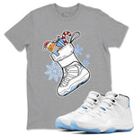 11s Columbia shirts to match jordans Christmas Sneaker Stocking t shirts to match sneakers Air Jordan 11 Retro Legend Blue match shoes to clothes SNRT Sneaker Tees unisex cotton Heather Grey 1 shirts