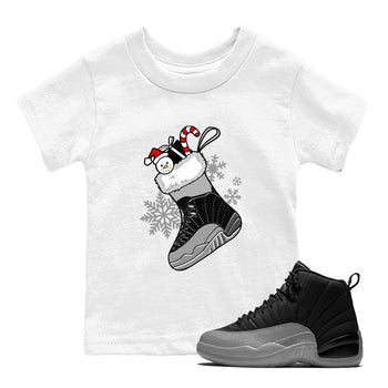 12s Black Wolf Grey shirts to match jordans Christmas Sneaker Stocking t shirts to match sneakers Air Jordan 12 Retro Black Wolf Grey match shoes to clothes SNRT Sneaker Tees Youth Baby White 1 tee