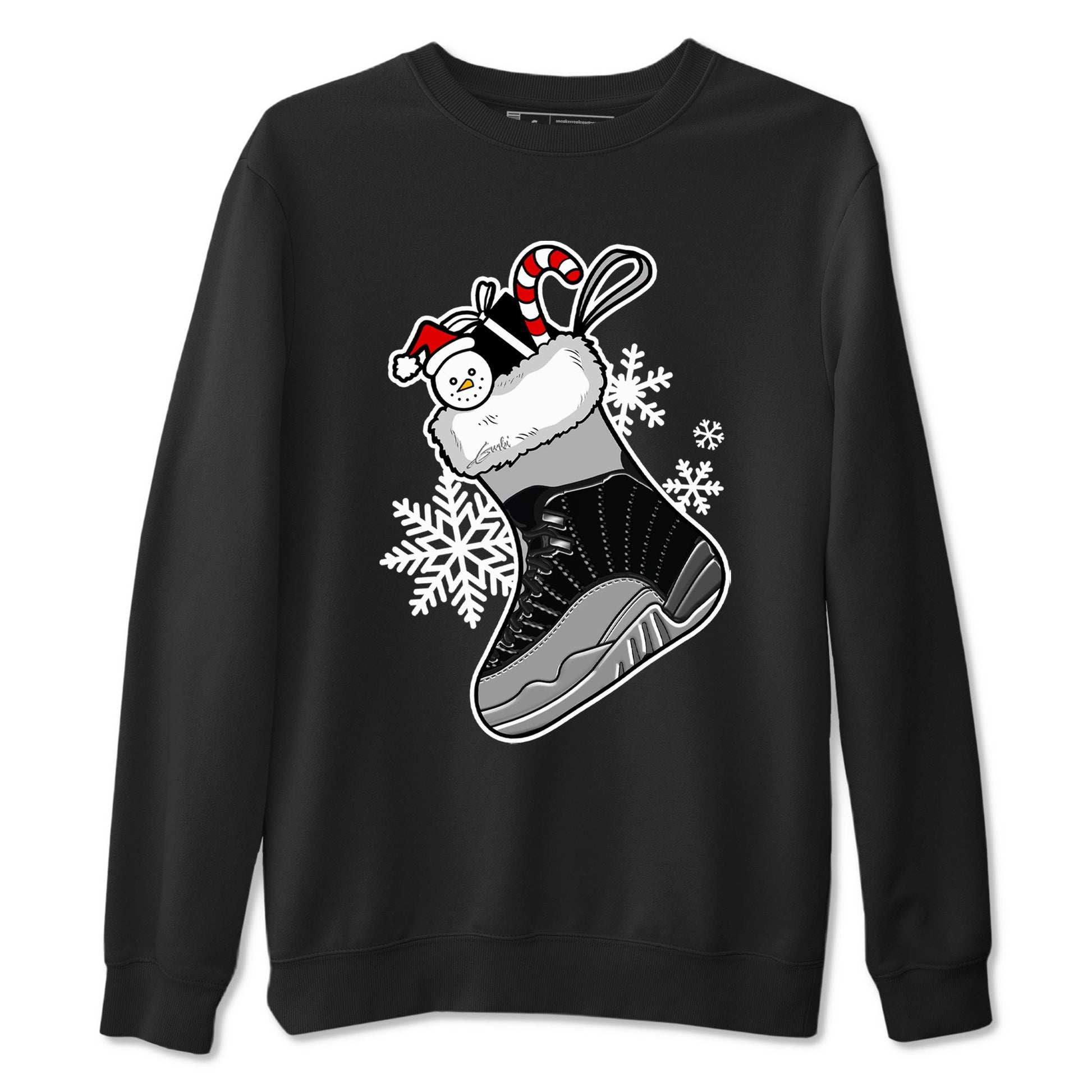 12s Black Wolf Grey shirts to match jordans Christmas Sneaker Stocking t shirts to match sneakers Air Jordan 12 Retro Black Wolf Grey match shoes to clothes SNRT Sneaker Tees unisex cotton Black 2 shirts