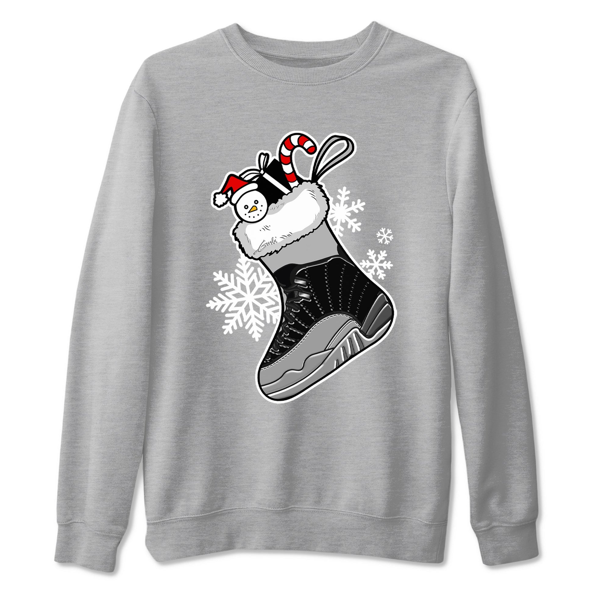 12s Black Wolf Grey shirts to match jordans Christmas Sneaker Stocking t shirts to match sneakers Air Jordan 12 Retro Black Wolf Grey match shoes to clothes SNRT Sneaker Tees unisex cotton Heather Grey 2 shirts