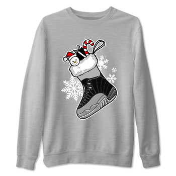 12s Black Wolf Grey shirts to match jordans Christmas Sneaker Stocking t shirts to match sneakers Air Jordan 12 Retro Black Wolf Grey match shoes to clothes SNRT Sneaker Tees unisex cotton Heather Grey 2 shirts