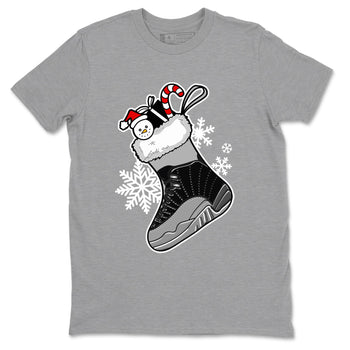 12s Black Wolf Grey shirts to match jordans Christmas Sneaker Stocking t shirts to match sneakers Air Jordan 12 Retro Black Wolf Grey match shoes to clothes SNRT Sneaker Tees unisex cotton Heather Grey 2 shirts
