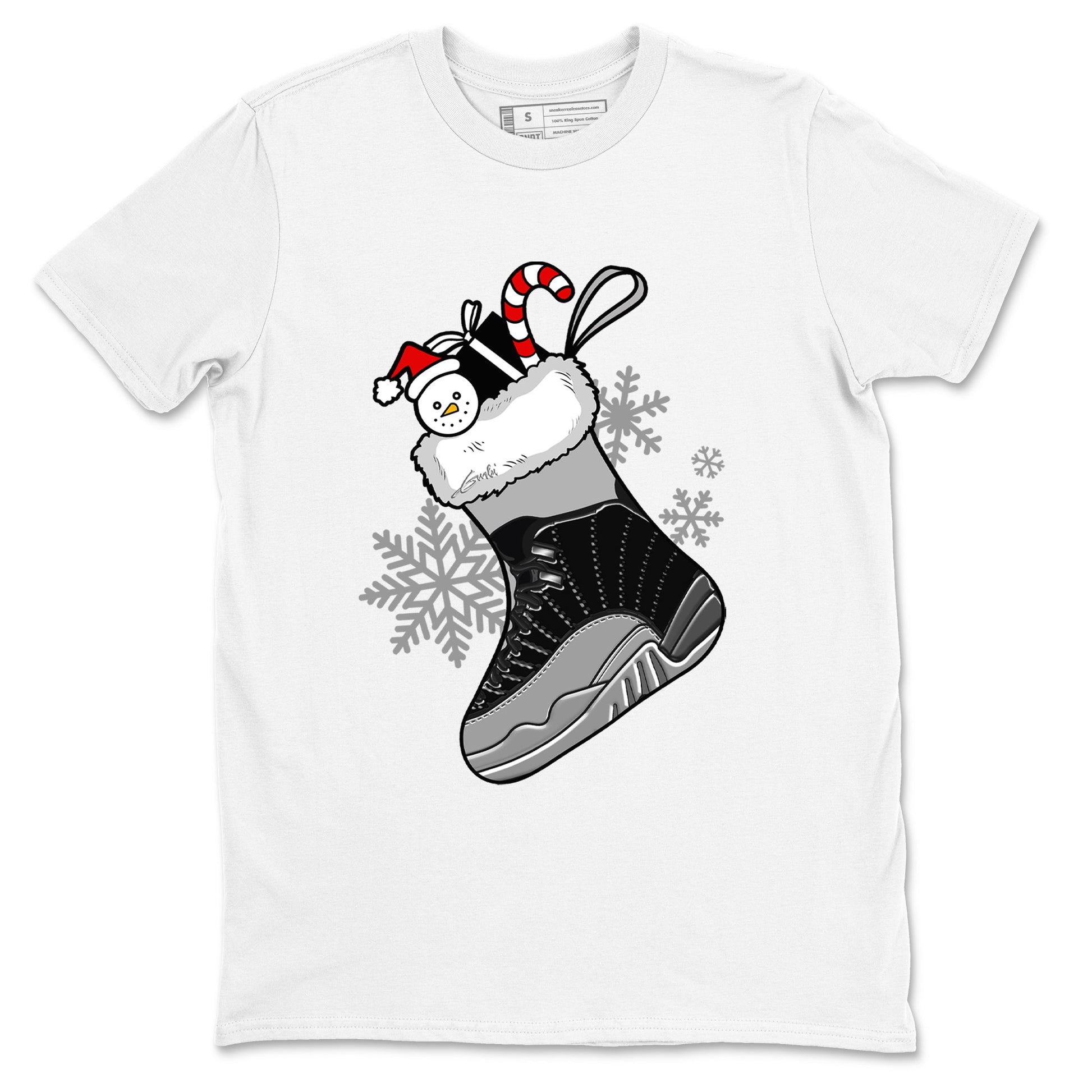 12s Black Wolf Grey shirts to match jordans Christmas Sneaker Stocking t shirts to match sneakers Air Jordan 12 Retro Black Wolf Grey match shoes to clothes SNRT Sneaker Tees unisex cotton White 2 shirts