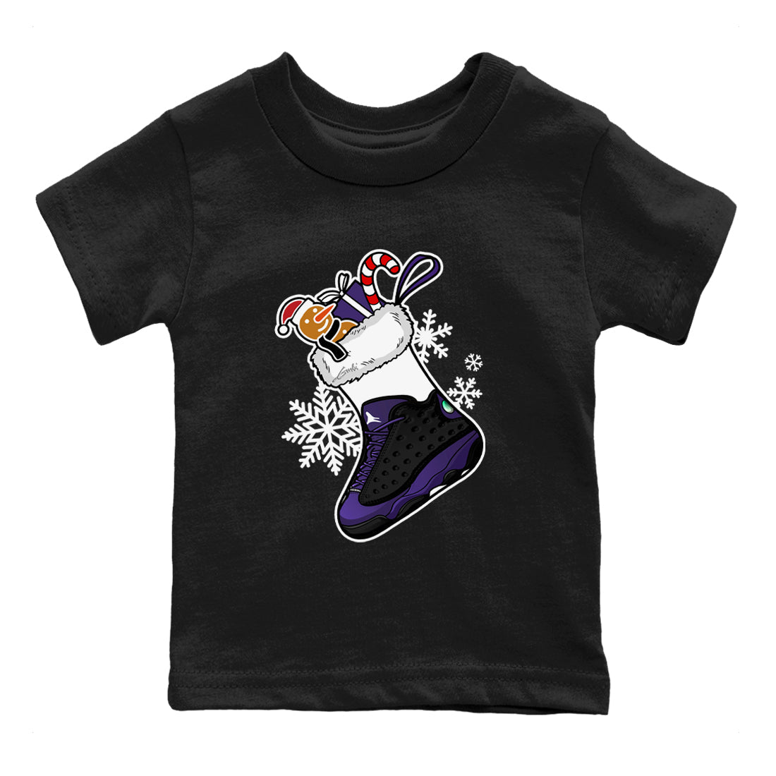 13s Court Purple shirts to match jordans Christmas Sneaker Stocking t shirts to match sneakers Air Jordan 13 Retro Court Purple match shoes to clothes SNRT Sneaker Tees Youth Baby Black 2 tee