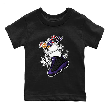 13s Court Purple shirts to match jordans Christmas Sneaker Stocking t shirts to match sneakers Air Jordan 13 Retro Court Purple match shoes to clothes SNRT Sneaker Tees Youth Baby Black 2 tee