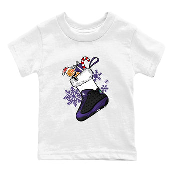 13s Court Purple shirts to match jordans Christmas Sneaker Stocking t shirts to match sneakers Air Jordan 13 Retro Court Purple match shoes to clothes SNRT Sneaker Tees Youth Baby White 2 tee