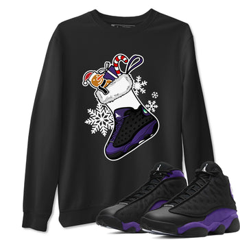 13s Court Purple shirts to match jordans Christmas Sneaker Stocking t shirts to match sneakers Air Jordan 13 Retro Court Purple match shoes to clothes SNRT Sneaker Tees unisex cotton Black 1 shirts