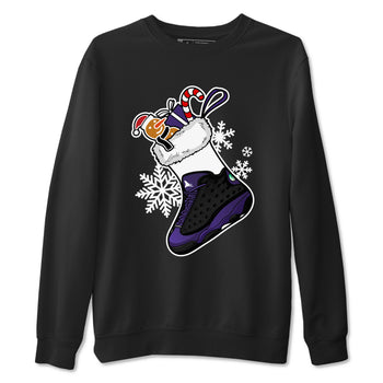 13s Court Purple shirts to match jordans Christmas Sneaker Stocking t shirts to match sneakers Air Jordan 13 Retro Court Purple match shoes to clothes SNRT Sneaker Tees unisex cotton Black 2 shirts