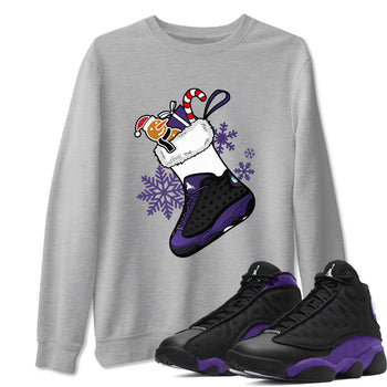 13s Court Purple shirts to match jordans Christmas Sneaker Stocking t shirts to match sneakers Air Jordan 13 Retro Court Purple match shoes to clothes SNRT Sneaker Tees unisex cotton Heather Grey 1 shirts