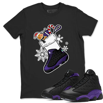 13s Court Purple shirts to match jordans Christmas Sneaker Stocking t shirts to match sneakers Air Jordan 13 Retro Court Purple match shoes to clothes SNRT Sneaker Tees unisex cotton Black 1 shirts