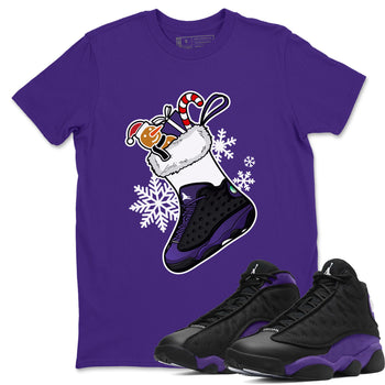 13s Court Purple shirts to match jordans Christmas Sneaker Stocking t shirts to match sneakers Air Jordan 13 Retro Court Purple match shoes to clothes SNRT Sneaker Tees unisex cotton Purple 1 shirts