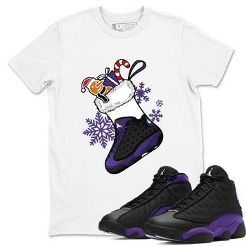 13s Court Purple shirts to match jordans Christmas Sneaker Stocking t shirts to match sneakers Air Jordan 13 Retro Court Purple match shoes to clothes SNRT Sneaker Tees unisex cotton White 1 shirts