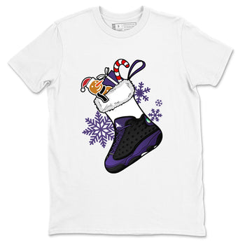 13s Court Purple shirts to match jordans Christmas Sneaker Stocking t shirts to match sneakers Air Jordan 13 Retro Court Purple match shoes to clothes SNRT Sneaker Tees unisex cotton White 2 shirts