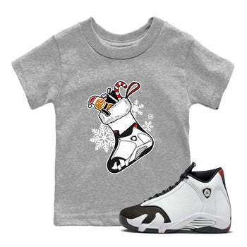 14s Black Toe shirts to match jordans Christmas Sneaker Stocking t shirts to match sneakers Air Jordan 14 Retro Black Toe match shoes to clothes SNRT Sneaker Tees Youth Baby Heather Grey 1 tee