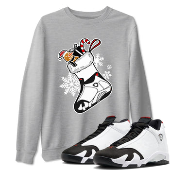 14s Black Toe shirts to match jordans Christmas Sneaker Stocking t shirts to match sneakers Air Jordan 14 Retro Black Toe match shoes to clothes SNRT Sneaker Tees unisex cotton Heather Grey 1 shirts