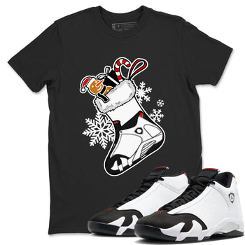 14s Black Toe shirts to match jordans Christmas Sneaker Stocking t shirts to match sneakers Air Jordan 14 Retro Black Toe match shoes to clothes SNRT Sneaker Tees unisex cotton Black 1 shirts