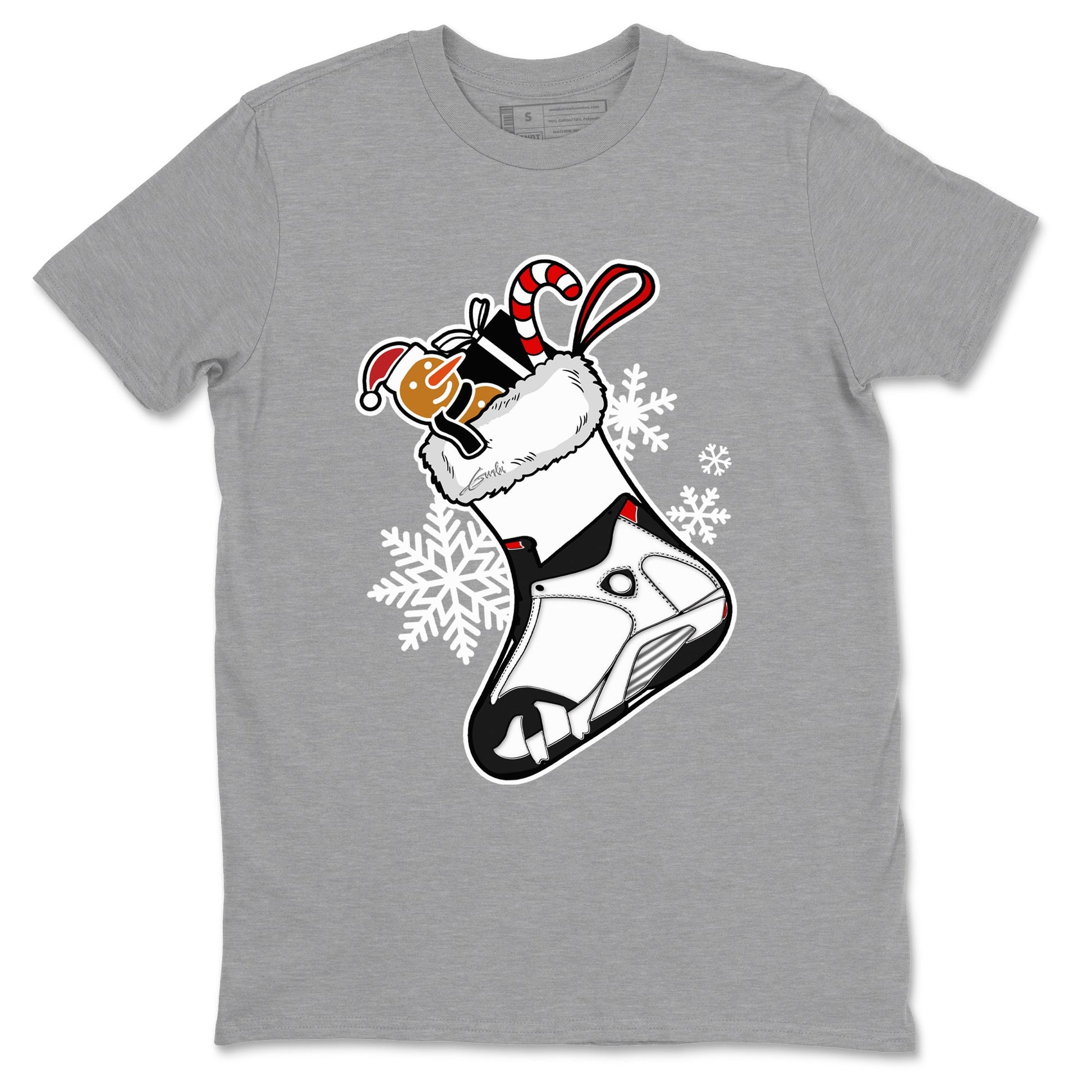 14s Black Toe shirts to match jordans Christmas Sneaker Stocking t shirts to match sneakers Air Jordan 14 Retro Black Toe match shoes to clothes SNRT Sneaker Tees unisex cotton Heather Grey 2 shirts