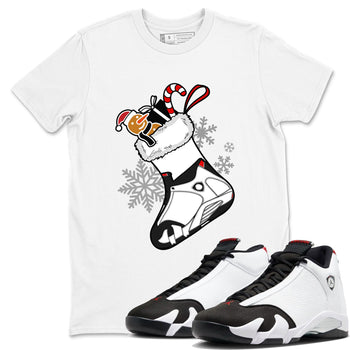 14s Black Toe shirts to match jordans Christmas Sneaker Stocking t shirts to match sneakers Air Jordan 14 Retro Black Toe match shoes to clothes SNRT Sneaker Tees unisex cotton White 1 shirts