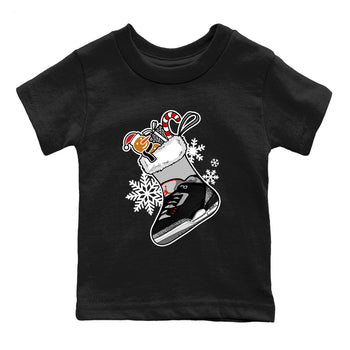 3s Black Cement shirts to match jordans Christmas Sneaker Stocking t shirts to match sneakers Air Jordan 3 OG Black Cement match shoes to clothes SNRT Sneaker Tees Youth Baby Black 2 tee
