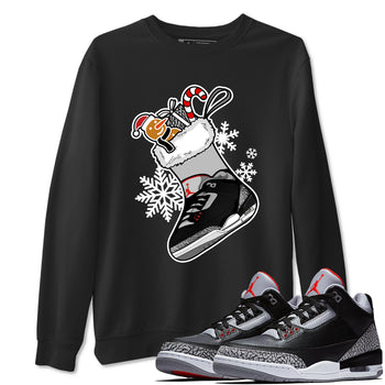 3s Black Cement shirts to match jordans Christmas Sneaker Stocking t shirts to match sneakers Air Jordan 3 OG Black Cement match shoes to clothes SNRT Sneaker Tees unisex cotton Black 1 shirts