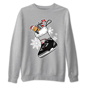 3s Black Cement shirts to match jordans Christmas Sneaker Stocking t shirts to match sneakers Air Jordan 3 OG Black Cement match shoes to clothes SNRT Sneaker Tees unisex cotton Heather Grey 2 shirts