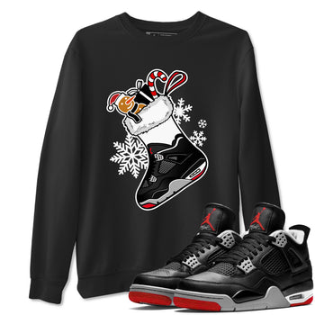 4s Bred Reimagined shirts to match jordans Christmas Sneaker Stocking t shirts to match sneakers Air Jordan 4 Retro Bred Reimagined match shoes to clothes SNRT Sneaker Tees unisex cotton Black 1 shirts