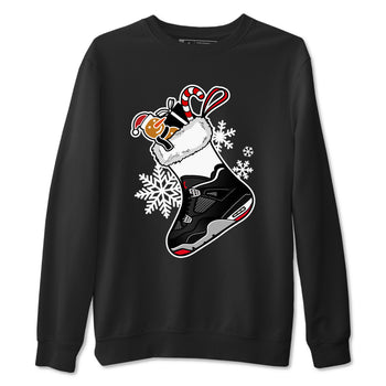 4s Bred Reimagined shirts to match jordans Christmas Sneaker Stocking t shirts to match sneakers Air Jordan 4 Retro Bred Reimagined match shoes to clothes SNRT Sneaker Tees unisex cotton Black 2 shirts