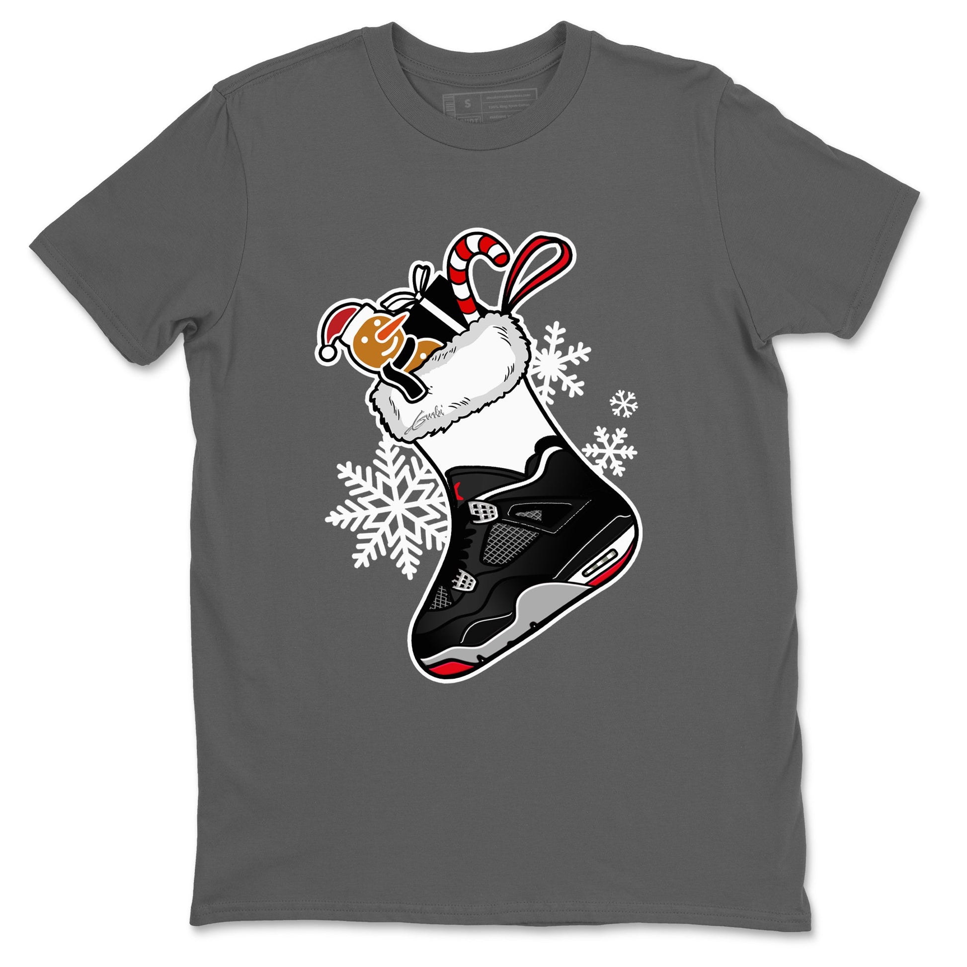 4s Bred Reimagined shirts to match jordans Christmas Sneaker Stocking t shirts to match sneakers Air Jordan 4 Retro Bred Reimagined match shoes to clothes SNRT Sneaker Tees unisex cotton Cool Grey 2 shirts