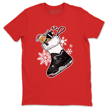 4s Bred Reimagined shirts to match jordans Christmas Sneaker Stocking t shirts to match sneakers Air Jordan 4 Retro Bred Reimagined match shoes to clothes SNRT Sneaker Tees unisex cotton Red 2 shirts