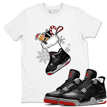 4s Bred Reimagined shirts to match jordans Christmas Sneaker Stocking t shirts to match sneakers Air Jordan 4 Retro Bred Reimagined match shoes to clothes SNRT Sneaker Tees unisex cotton White 1 shirts