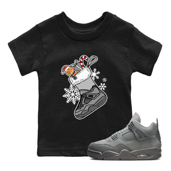 4s Paris Olympics shirts to match jordans Christmas Sneaker Stocking t shirts to match sneakers Air Jordan 4 SE Wet Cement match shoes to clothes SNRT Sneaker Tees Youth Baby Black 1 tee