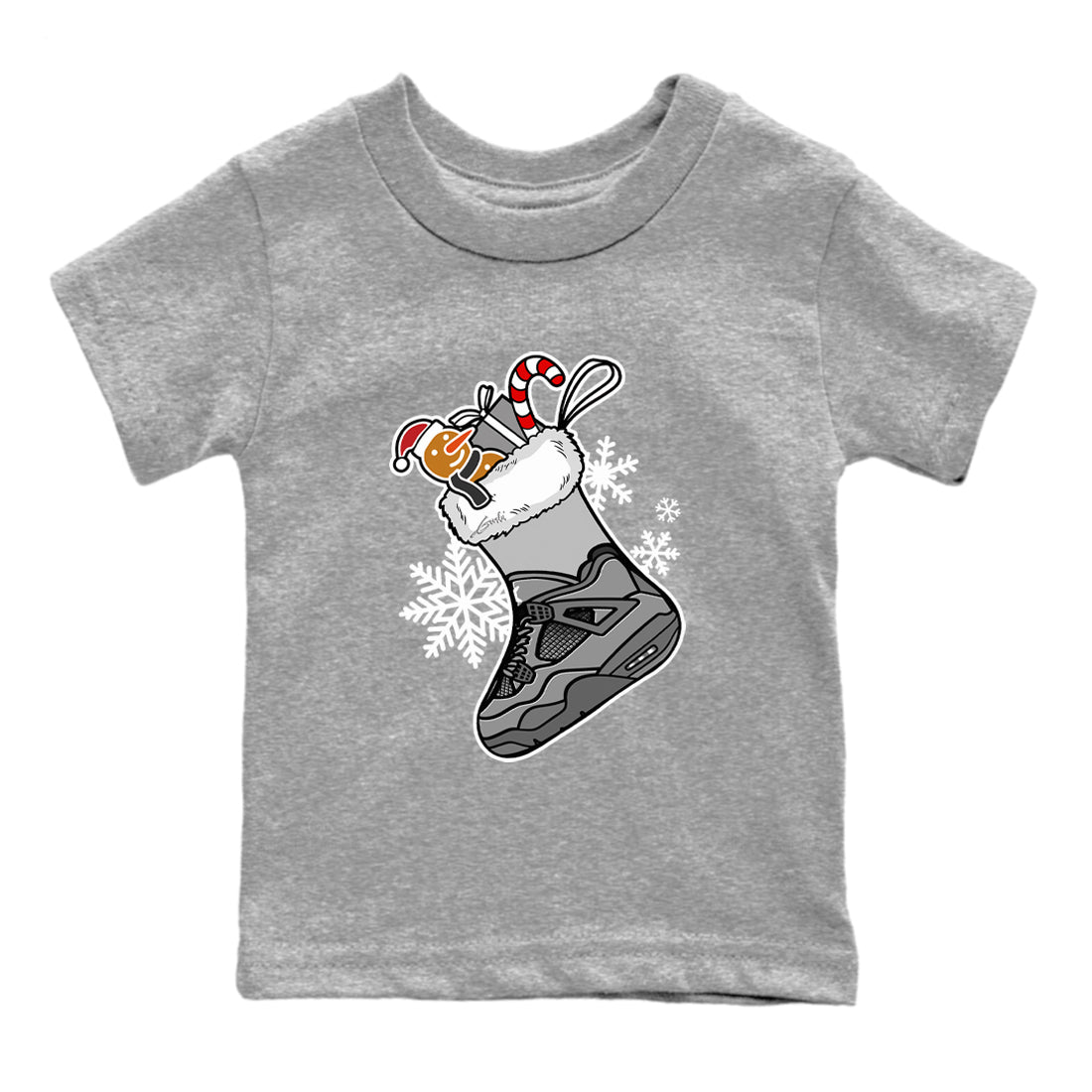 4s Paris Olympics shirts to match jordans Christmas Sneaker Stocking t shirts to match sneakers Air Jordan 4 SE Wet Cement match shoes to clothes SNRT Sneaker Tees Youth Baby Heather Grey 2 tee