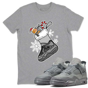 4s Paris Olympics shirts to match jordans Christmas Sneaker Stocking t shirts to match sneakers Air Jordan 4 SE Wet Cement match shoes to clothes SNRT Sneaker Tees unisex cotton Heather Grey 1 shirts