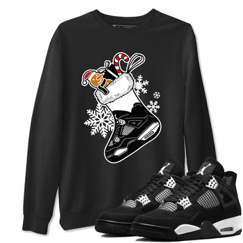 4s White Thunder shirts to match jordans Christmas Sneaker Stocking t shirts to match sneakers Air Jordan 4 Retro White Thunder match shoes to clothes SNRT Sneaker Tees unisex cotton Black 1 shirts