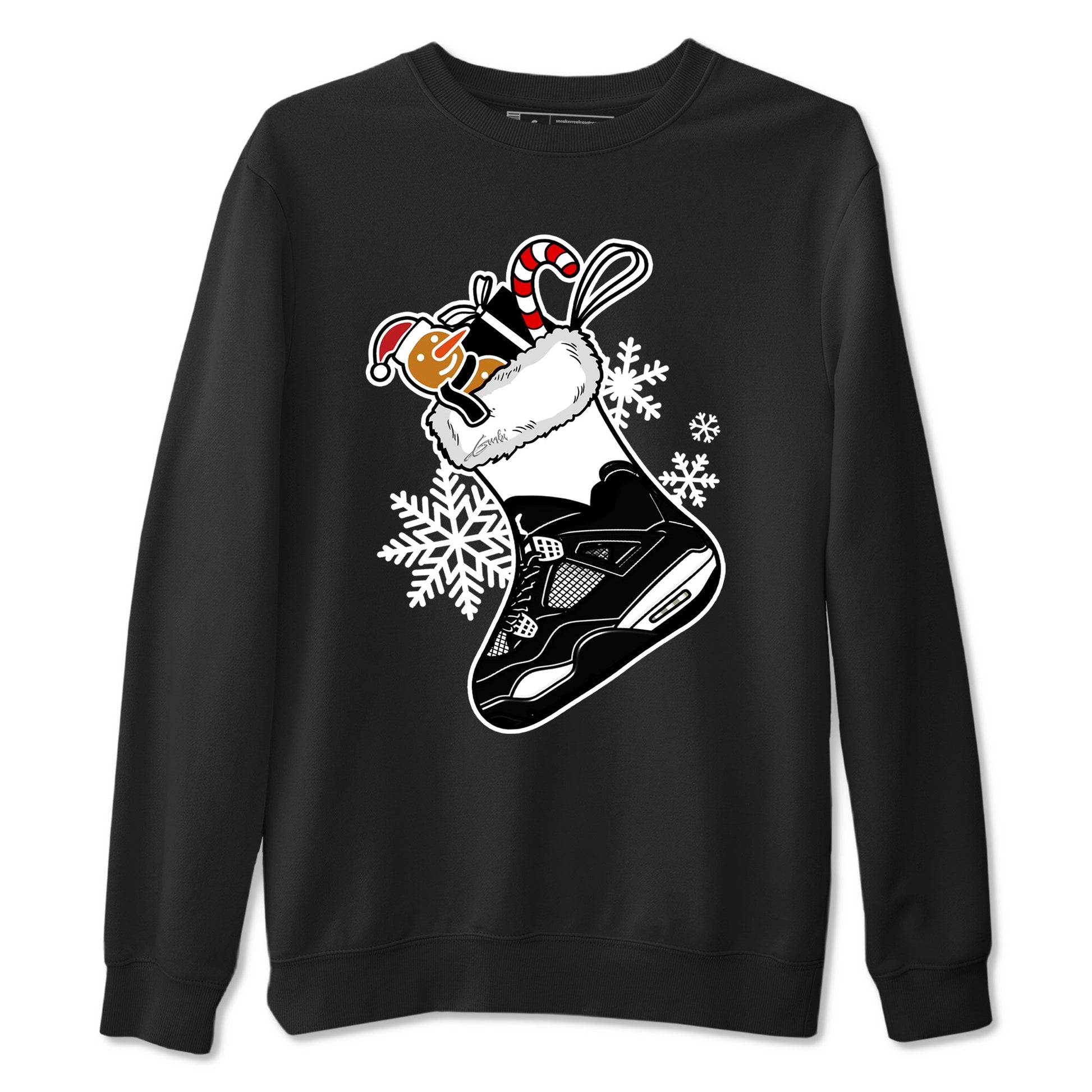 4s White Thunder shirts to match jordans Christmas Sneaker Stocking t shirts to match sneakers Air Jordan 4 Retro White Thunder match shoes to clothes SNRT Sneaker Tees unisex cotton Black 2 shirts