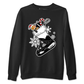 4s White Thunder shirts to match jordans Christmas Sneaker Stocking t shirts to match sneakers Air Jordan 4 Retro White Thunder match shoes to clothes SNRT Sneaker Tees unisex cotton Black 2 shirts