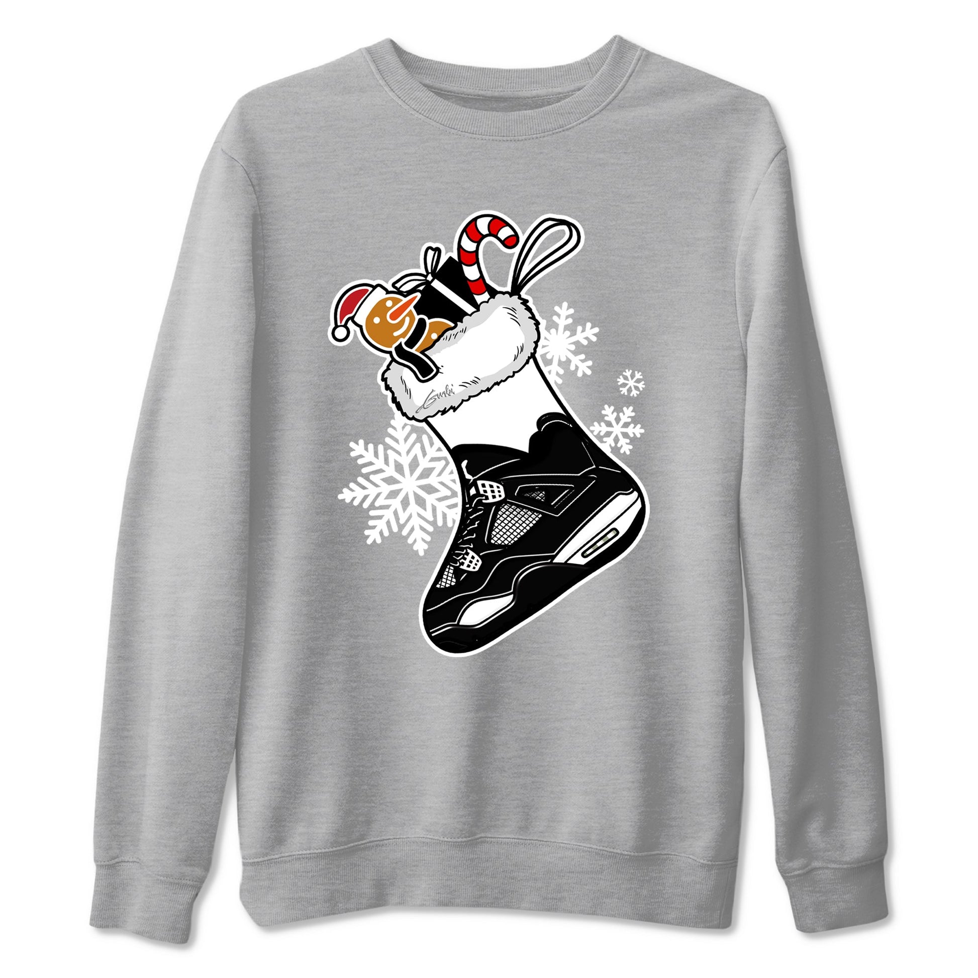 4s White Thunder shirts to match jordans Christmas Sneaker Stocking t shirts to match sneakers Air Jordan 4 Retro White Thunder match shoes to clothes SNRT Sneaker Tees unisex cotton Heather Grey 2 shirts